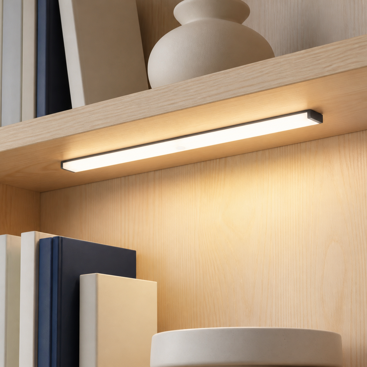 Aurelia task light installed under a shelf